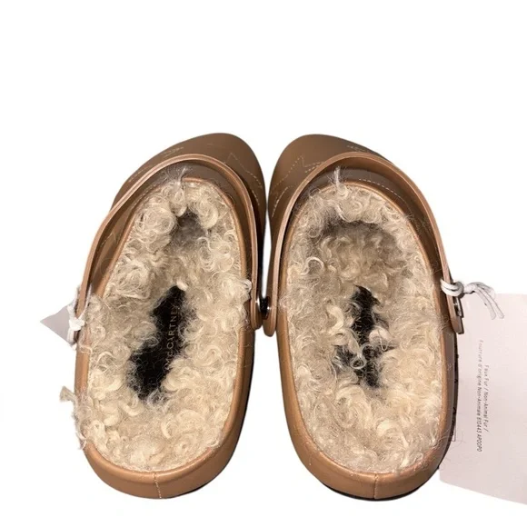 Stella McCartney Star Embroidered Clogs Slingback Sherpa Lining Tan Size 36 NWT - Picture 2 of 12